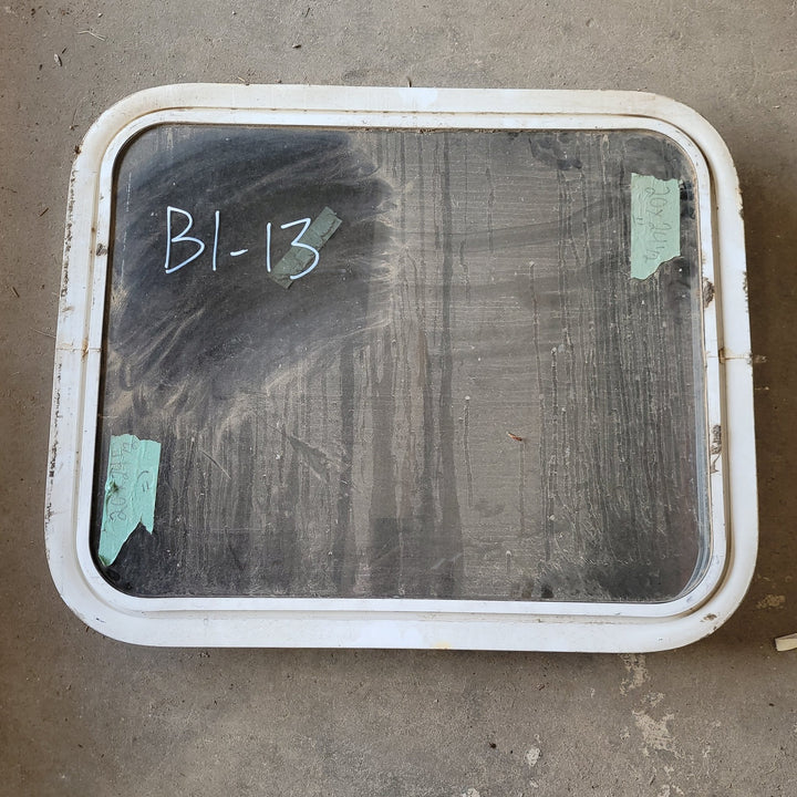Used White Radius Non-Opening Window : 24 1/2 X 20 X 2" D - Young Farts RV Parts