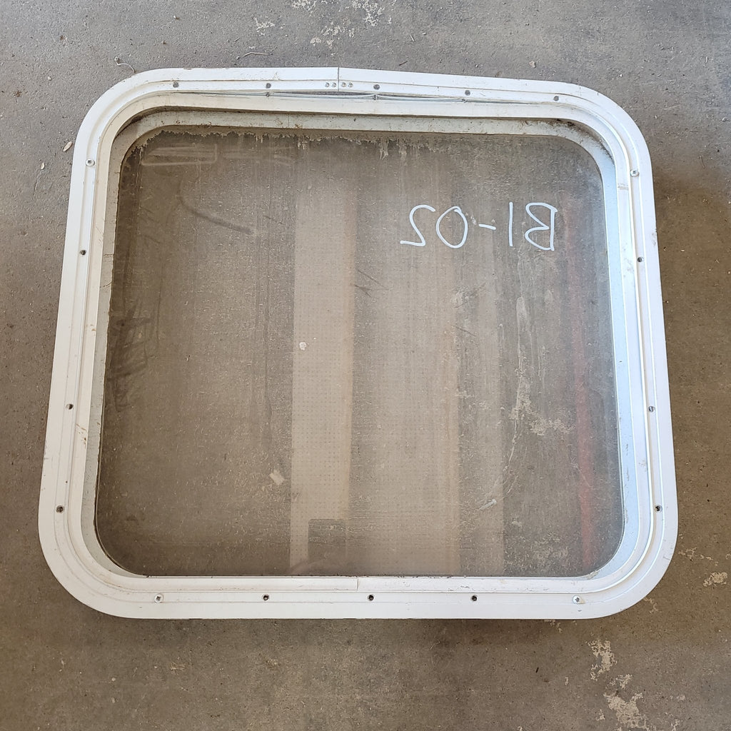 Used White Radius Non-Opening Window : 24 X 22 X 2" D - Young Farts RV Parts