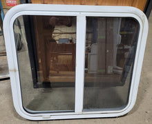 Load image into Gallery viewer, Used White Radius Opening Window : 21 3/4&quot; H X 24 1/4&quot; W X 2&quot; D - Young Farts RV Parts