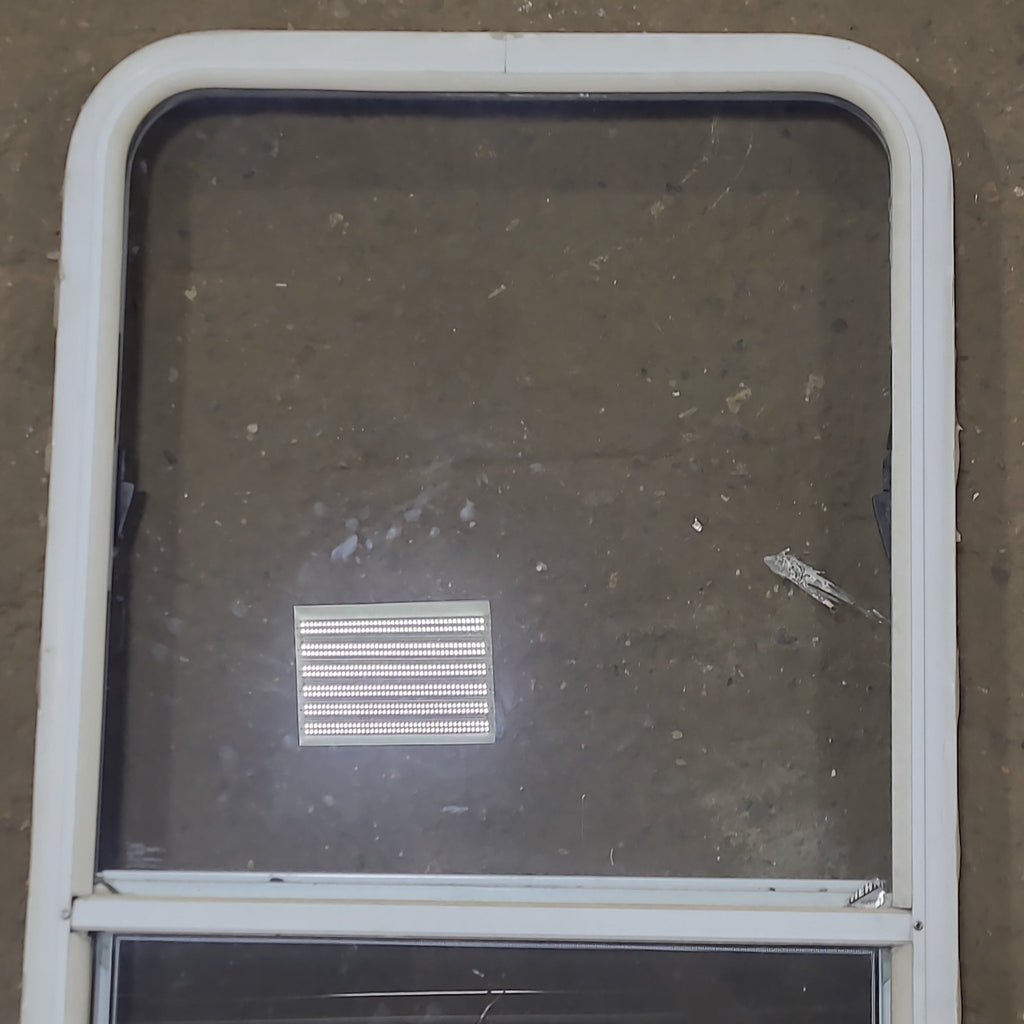Used White Radius Opening Window : 22 1/4" W x 35 3/4" H x 1 3/4" D - Young Farts RV Parts