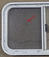 Used White Radius Opening Window : 29 1/2" W x 17 1/2" H x 1 7/8" D - Young Farts RV Parts