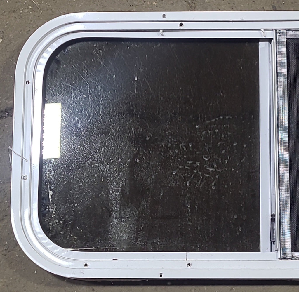 Used White Radius Opening Window : 30" W x 15" H x 1 1/8" D - Young Farts RV Parts