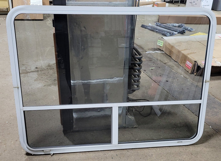 Used White Radius Opening Window : 35 3/4" H X 48 1/2" W X 2" D - Young Farts RV Parts