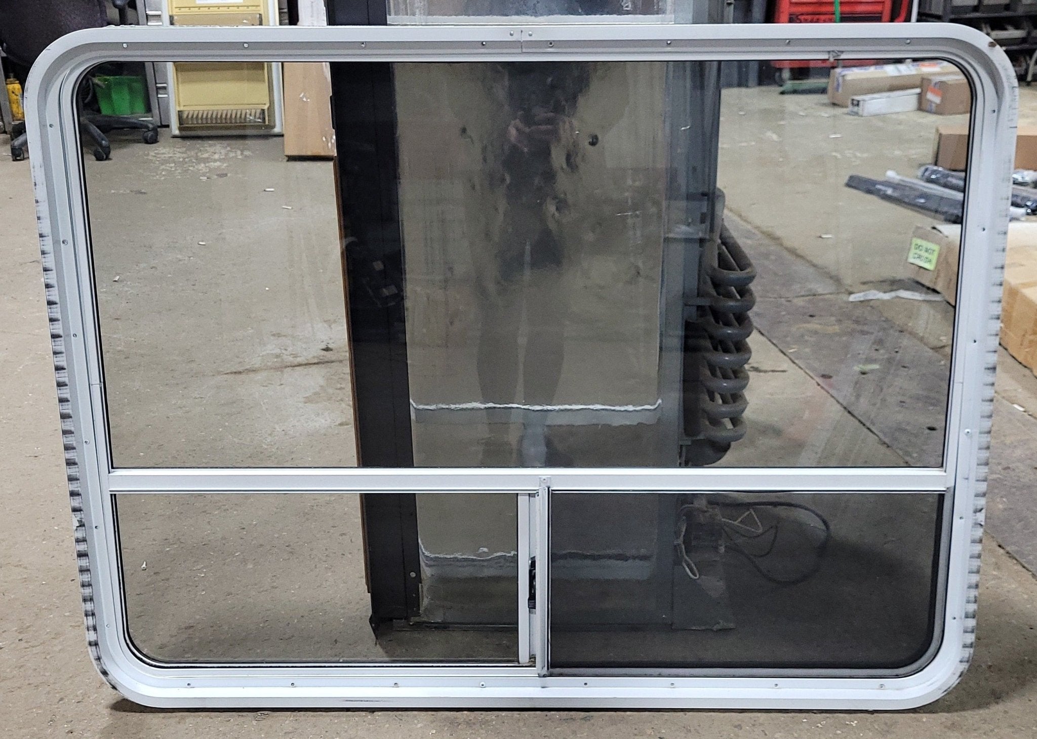 Used White Radius Opening Window : 35 3/4" H X 48 1/2" W X 2" D - Young Farts RV Parts