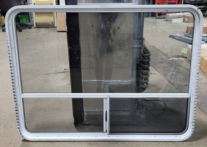 Used White Radius Opening Window : 35 3/4" H X 48 1/2" W X 2" D - Young Farts RV Parts