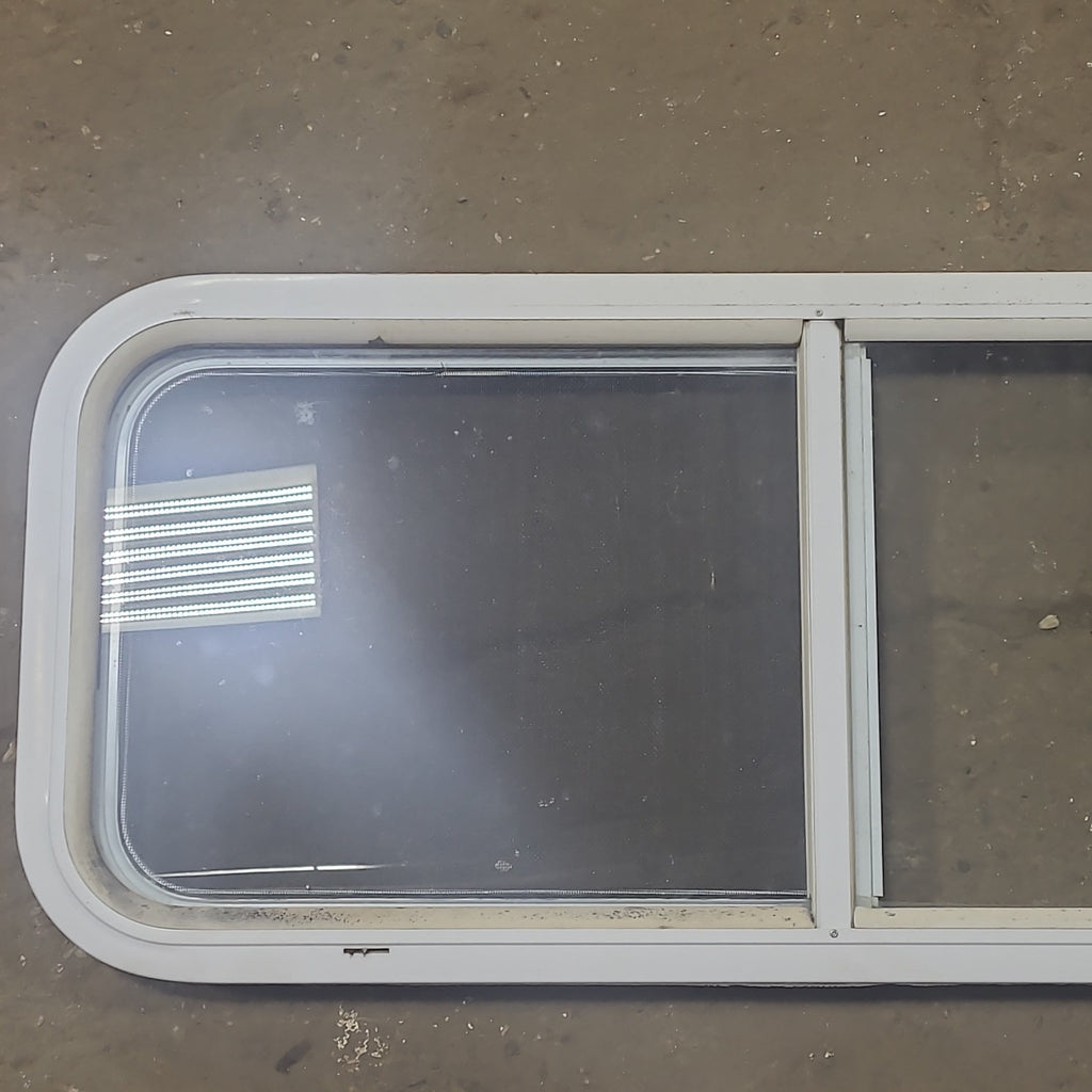 Used White Radius Opening Window : 36 1/4" W x 14 3/4" H x 1 3/4" D - Young Farts RV Parts