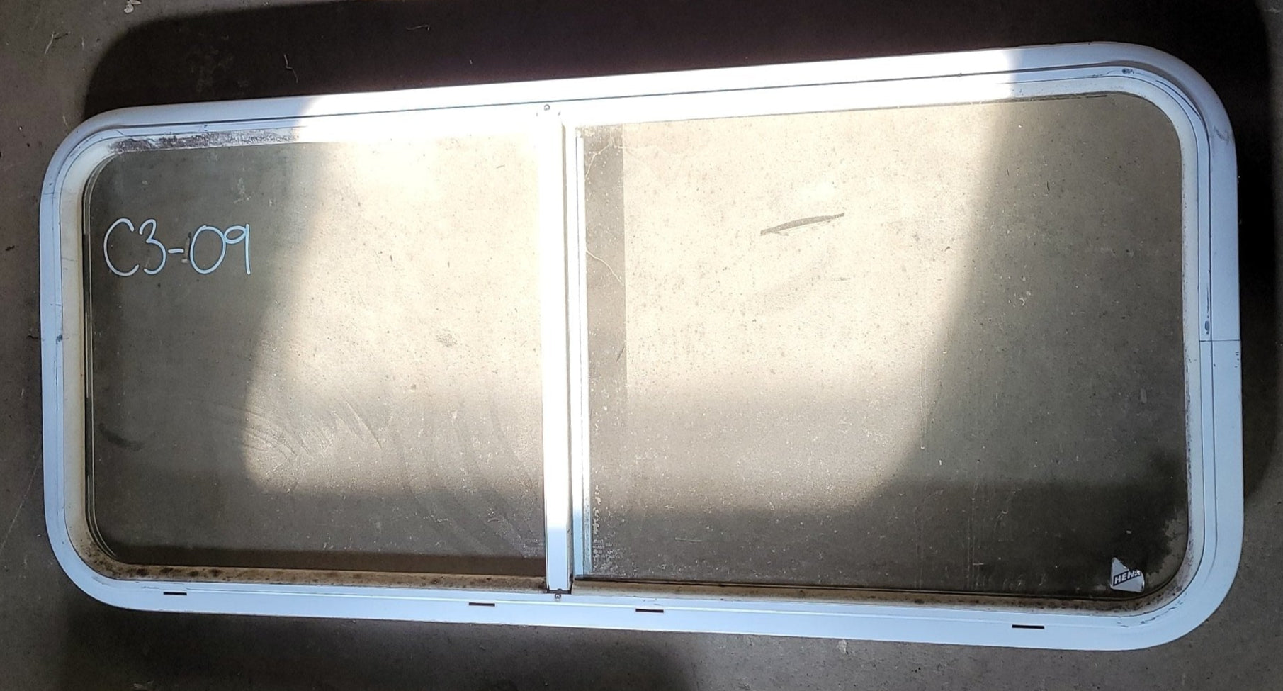 Used White Radius Opening Window : 42 1/4 X 17 3/4 X 2" D - Young Farts RV Parts