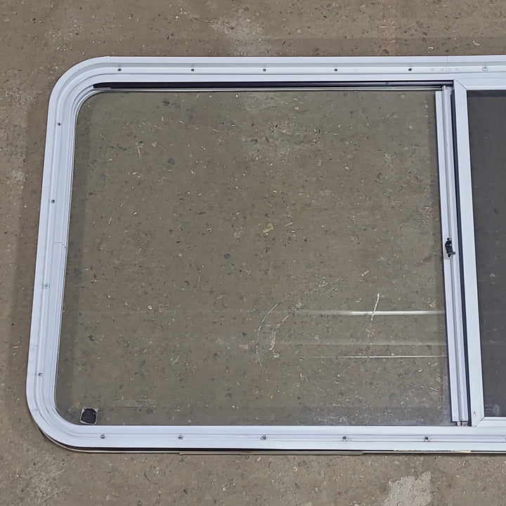 Used White Radius Opening Window : 54 1/4" W x 25 3/4" H x 1 3/4" D - Young Farts RV Parts
