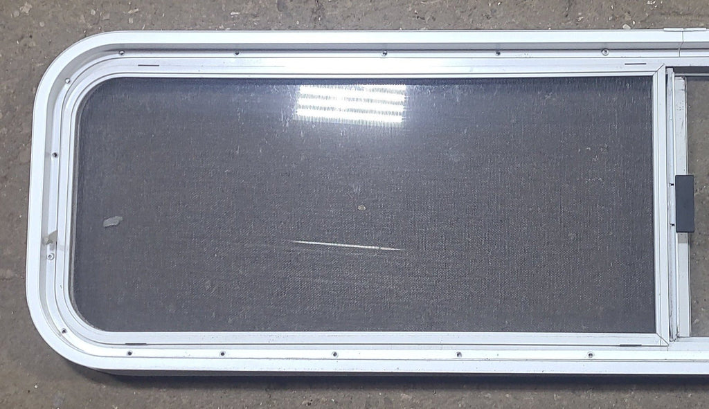 Used White Radius Opening Window : 59 1/4" W X 14 1/2" H X 1 7/8" D - Young Farts RV Parts