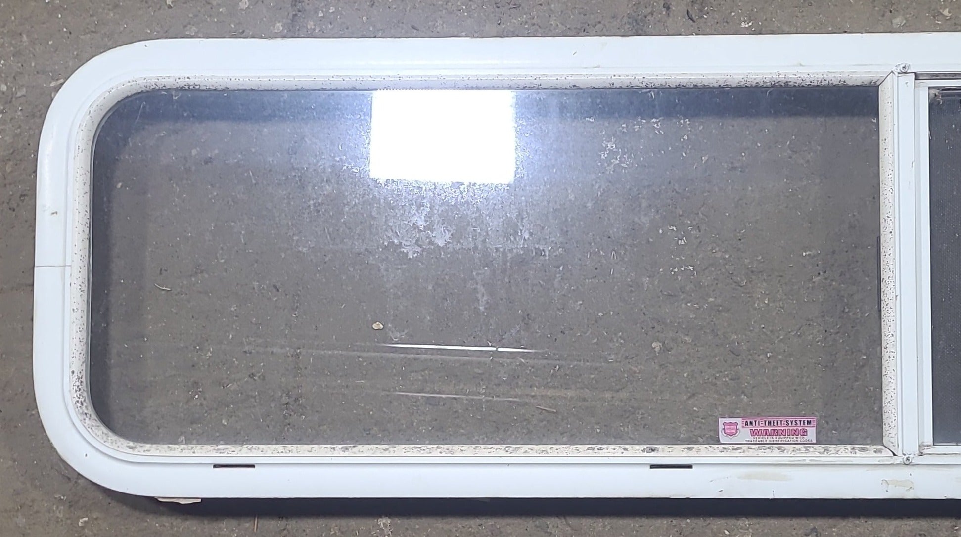 Used White Radius Opening Window : 59 1/4" W X 14 1/2" H X 1 7/8" D - Young Farts RV Parts