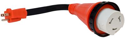 Valterra Power Cord Adapter, 15 Amp Male To 50 Amp Female, 12" Dog Bone - A10-1550DVP - Young Farts RV Parts