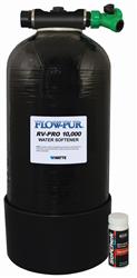 Water Softener FlowPur/ Watts M7002 Single Tank, 3/4" Female Garden Hose Inlet Connection x 3/4" Outlet Connection, 10000 Grains Removal Capacity, 9" x 21" Softener Tank Size/ 26 Pound Overall Weight, 0.33 Cubic Foot Premium High Capacity Ion Exchange Res - Young Farts RV Parts