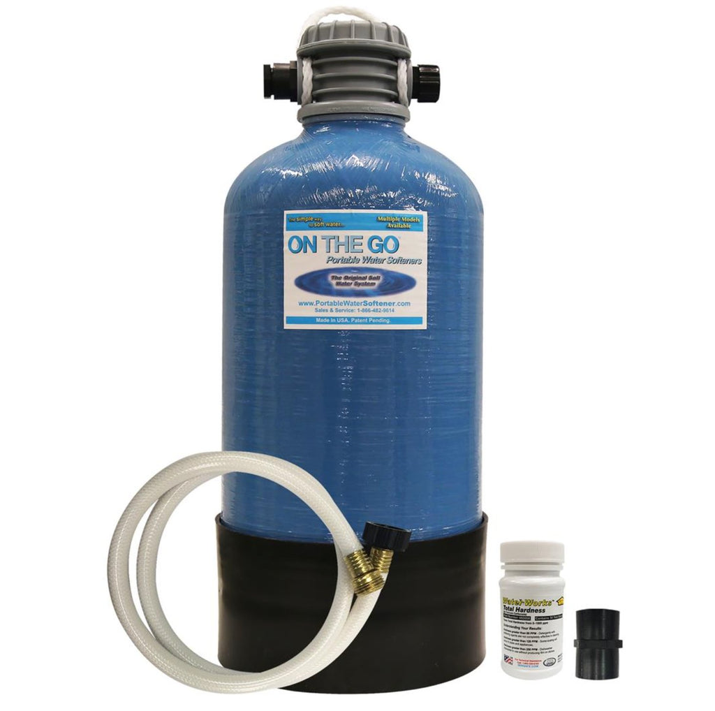 Water Softener On The Go OTG3-NTP-1DS Single Tank, 16000 Grains Removal Capacity, 9-1/2" Diameter x 22" Height Softener Tank Size/ 32 Pounds Overall Weight, Regeneration Time 30 Minutes - Young Farts RV Parts