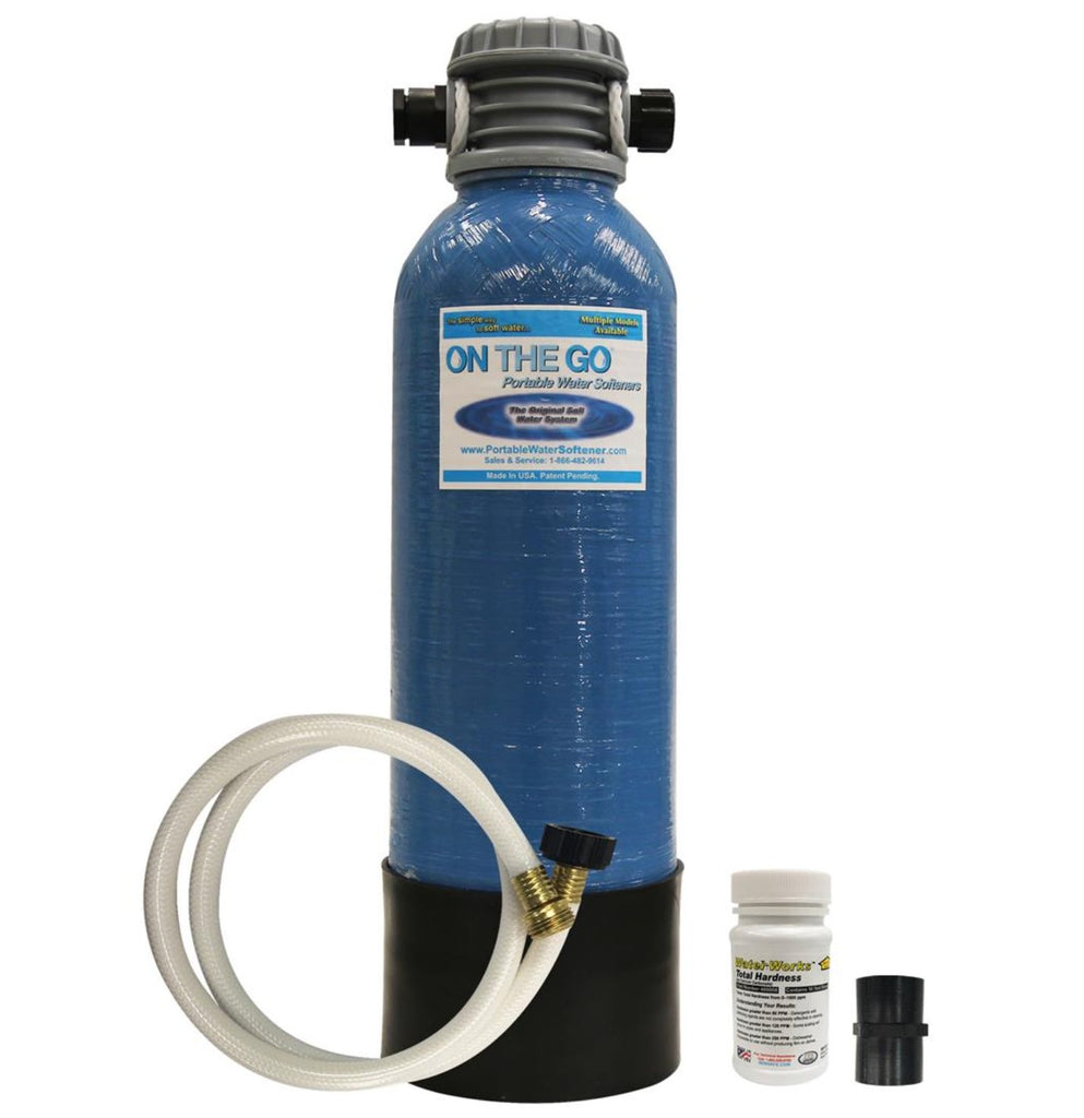 Water Softener On The Go OTG3-NTP-3M Single Tank, Portable, 8000 Grain Capacity, 6-3/4" Diameter x 22" Height Softener Tank Size/ 18 Pounds Overall Weight, Regeneration Time 15 Minutes - Young Farts RV Parts