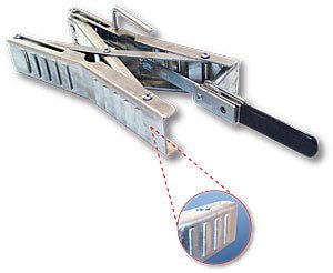 Wheel Chock Ultra-Fab Products 21-001080 Eliminates Front And Back Motion Of Tandem Axle Trailers And Fifth Wheel Trailers, Collapses To 4-1/4" And Expands To 10" Height, Zinc Plated, Steel, Single, With E-Z Grip Handle - Young Farts RV Parts