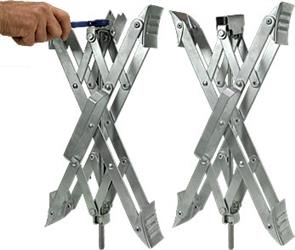 Wheel Chock Ultra-Fab Products 21-001095 Super Grip, For Use With Tandem Axle Trailers, Scissors Type, Steel, With Ratchet Wrench and Padlock, Collapses to 3-1/2" And Expands Up to 17" - Young Farts RV Parts