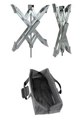Wheel Chock Ultra-Fab Products 21-001098 Super Grip, For Use With Tandem Axle Trailers, Scissors Type, Steel, With Ratchet Wrench and Padlock, Collapses to 1