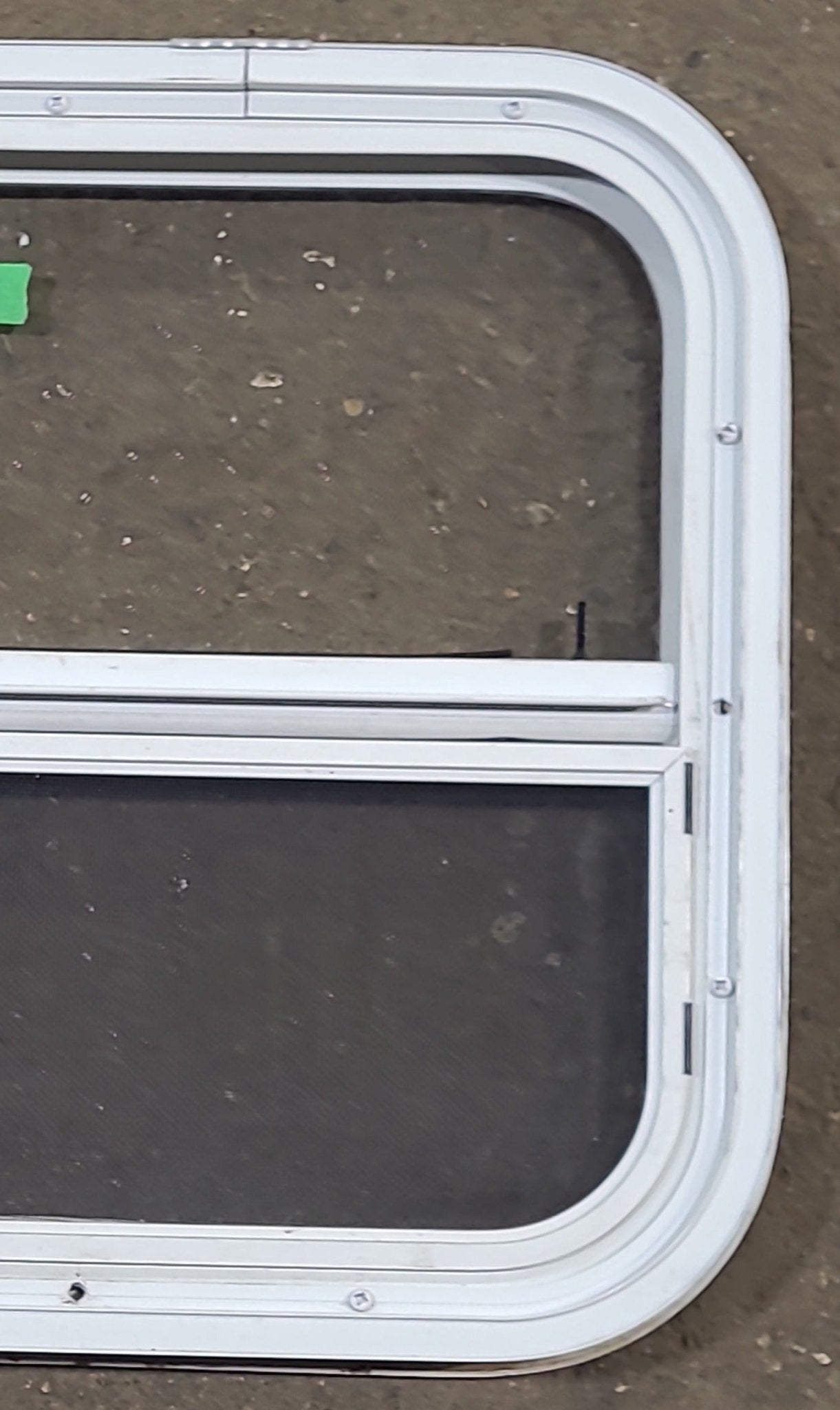 White Radius Opening Window : 17 1/2" W X 17 1/2" H X 1 1/4" D - Young Farts RV Parts