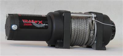 Winch TrailFX WS35B TFX Winches, ATV/UTV Mounted, Recovery Winch, 250 Amp Electric, 3500 Pound Line Pull Capacity, 3/16" Diameter X 50 Foot Length Synthetic Rope, Aluminum Hawse Fairlead, Handlebar Mounted Rocker Switch And Wired Remote Control, Integrate - Young Farts RV Parts