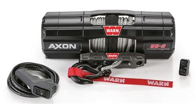 Winch Warn 101150 AXON, Vehicle Mounted, Large ATVs and Side By Sides, Waterproof, 12 Volt, 5500 Pound Line Pull Capacity, 50 Foot x 1/4" Spydura Synthetic Rope, Epic Hawse Fairlead, Rockerbar Digital Control Switch with Corded Digital Remote, Motactor ™ - Young Farts RV Parts