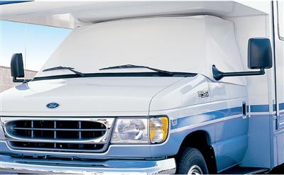 Windshield Cover Adco 2401 For Class C Ford Motorhomes Manufactured 1973 To 1991, Protects Dashboard From Fading And Cracking Against Sun, Mounts Using Magnetic Fasteners And Anti-Theft Tabs, White, Vinyl - Young Farts RV Parts